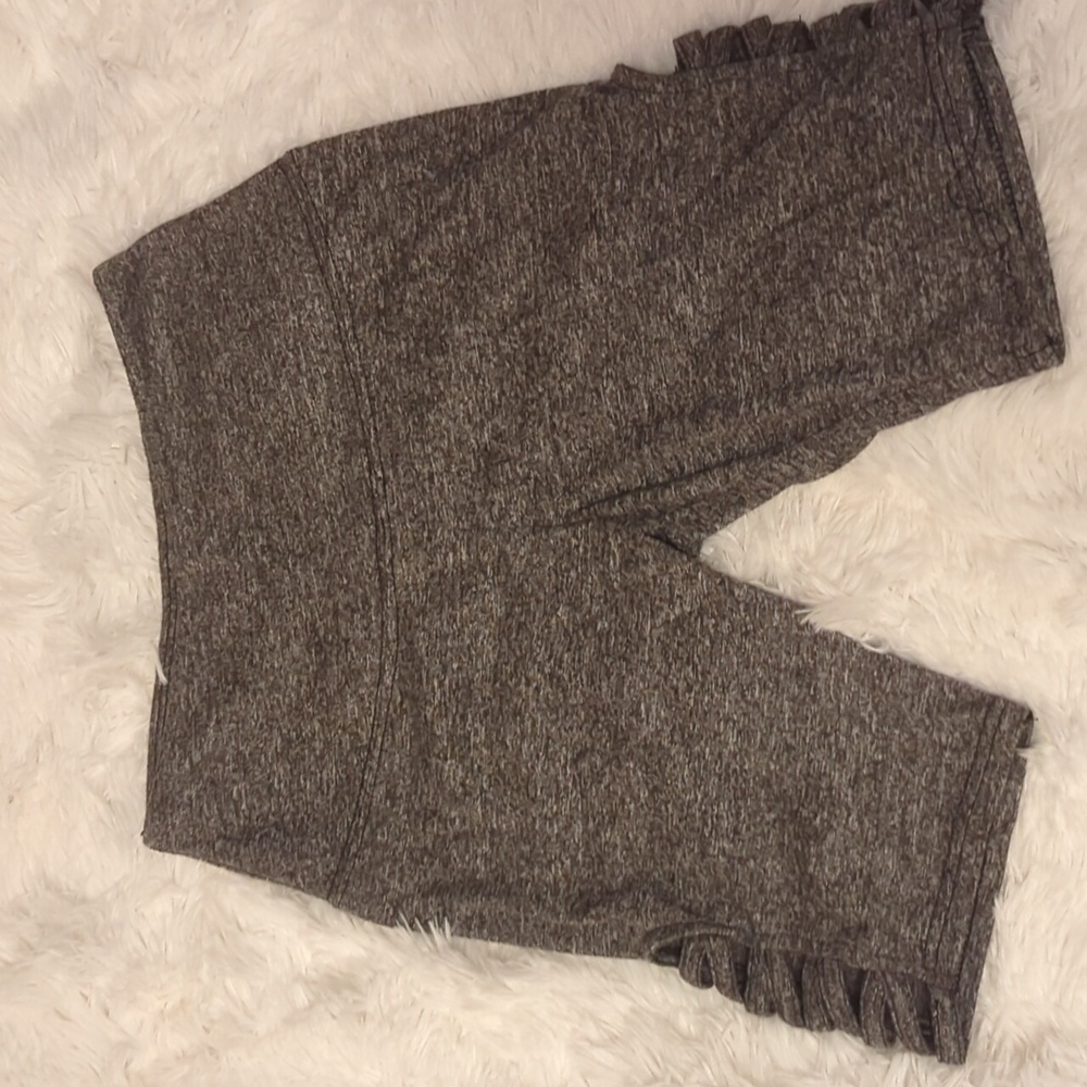 Ready To Go Dark Gray Spandex Shorts Criss Cross on Thigh Both Sides size Small